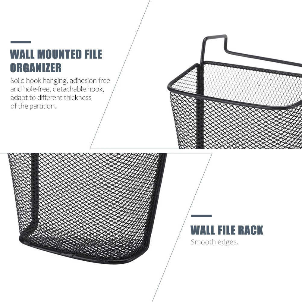 

Desk Hanging Basket Iron Storage Organizer For Office Supplies Files Pens Space Saving No Drill Adhesive Free Holder