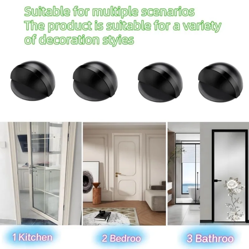 B84B-Turtle Top Design Stainless Steel Door Stop, No-Drill Installation, Modern Minimalist Style In Multiple Color Options