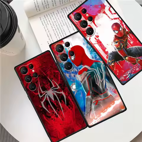 Anime Spiderman Marvel For Samsung Galaxy S23 S22 S21 S20 FE S10 S9 S10E S8 Plus Ultra Lite 5G Black Phone Case