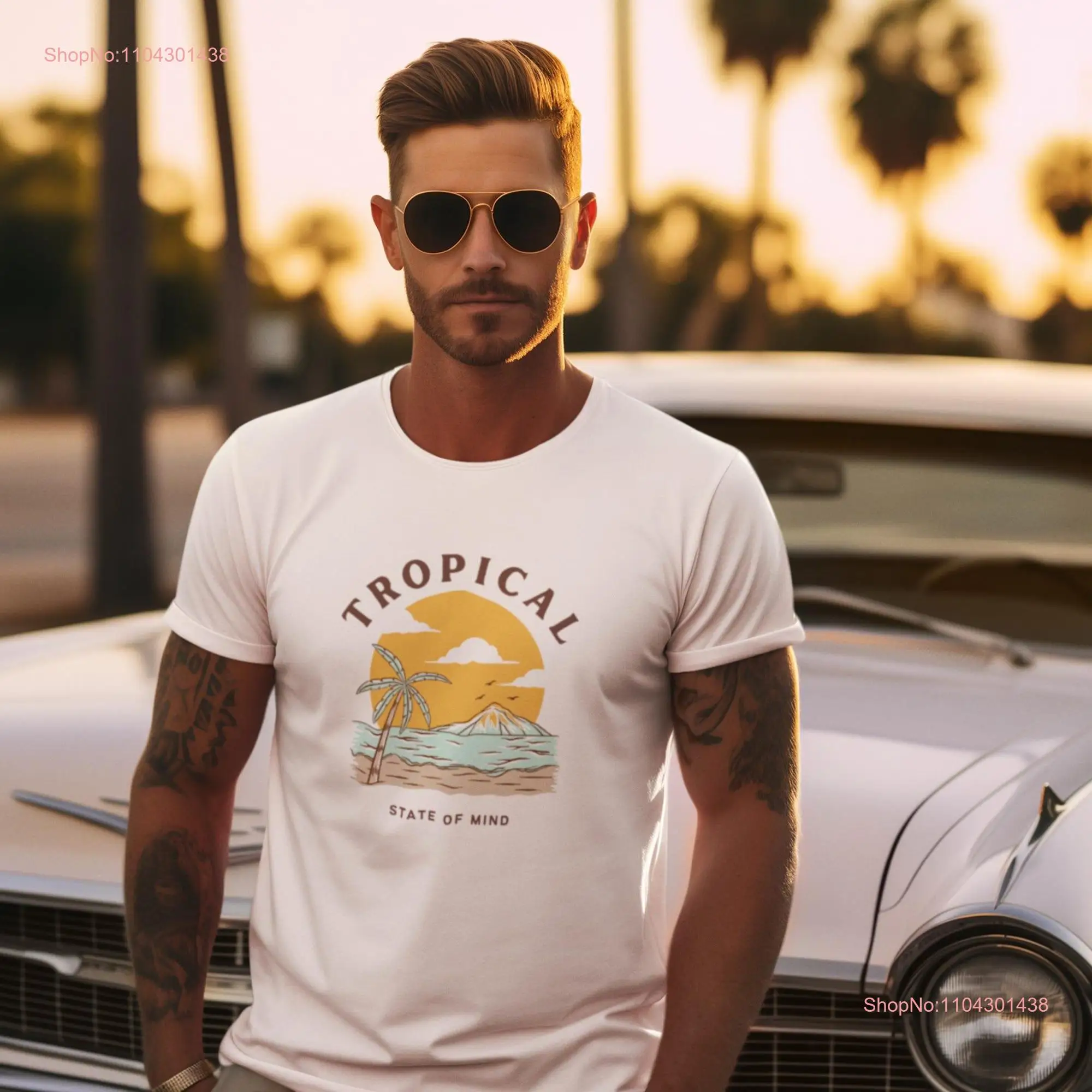 Tropical State of Mind T Shirt VintageT Beach Surf Aesthetic Oversized Surfer Clothing tee long or short sleeves