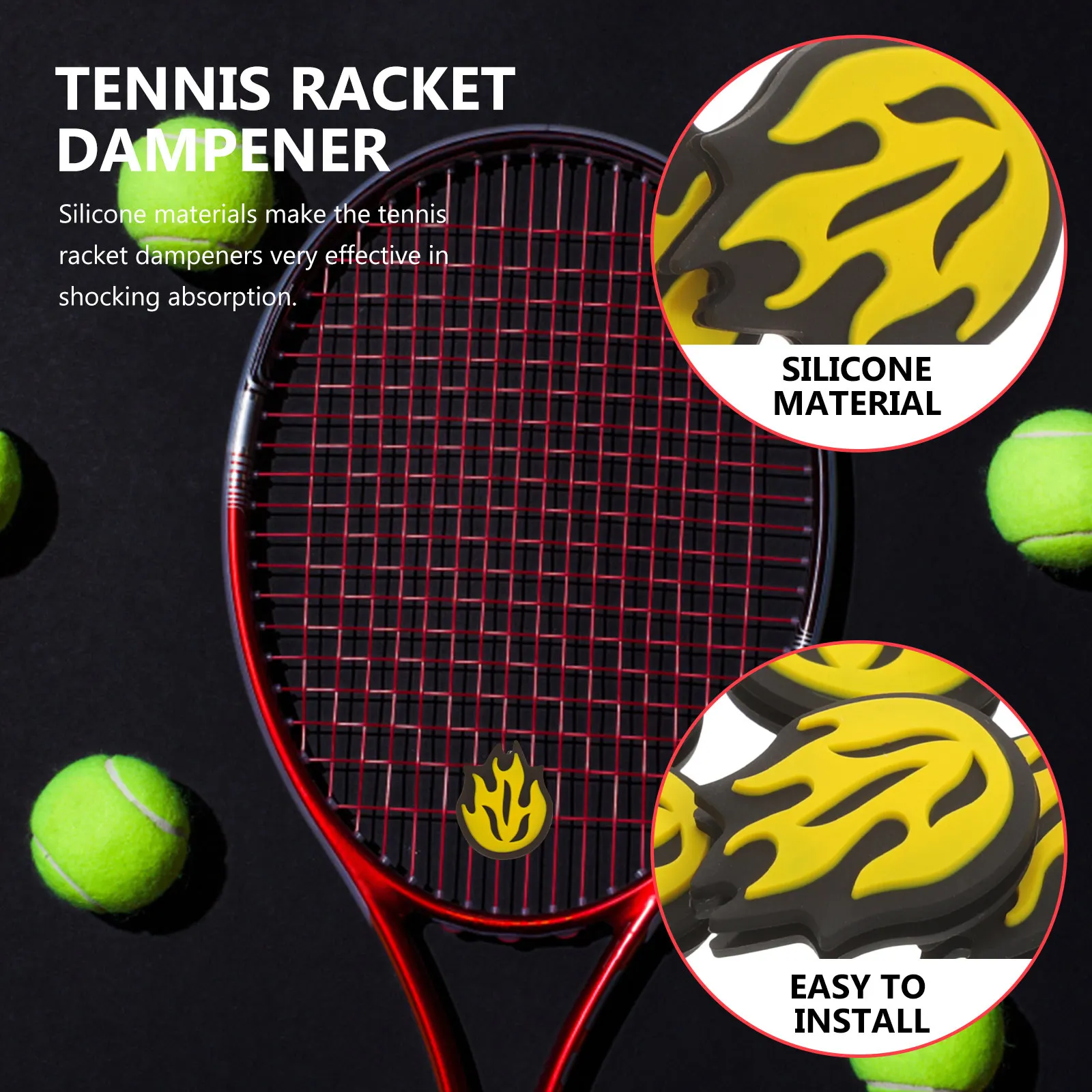 6Pcs Universal Fit Silicone Tennis Dampener Racket Vibration Shock Absorber Lightweight Portable Easy Install Tennis Accessory