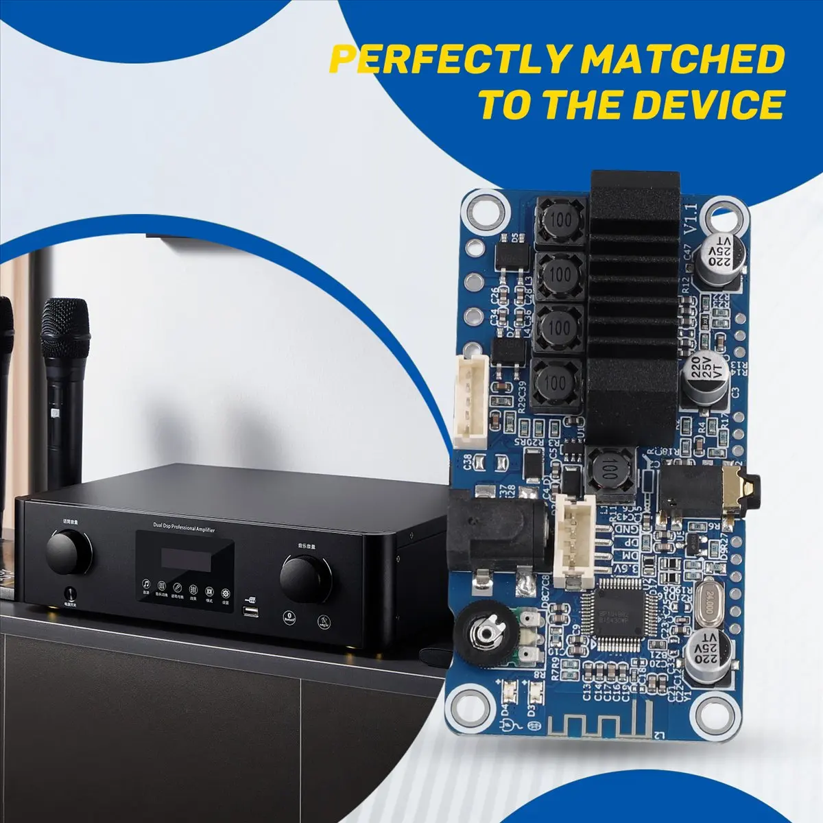 T28C TPA3116 Bluetooth 5.0 Stereo Power Amplifier Stereo 2X50W 3.5mm Input Supports DSP Tuning Tuning DC12V-24V Durable