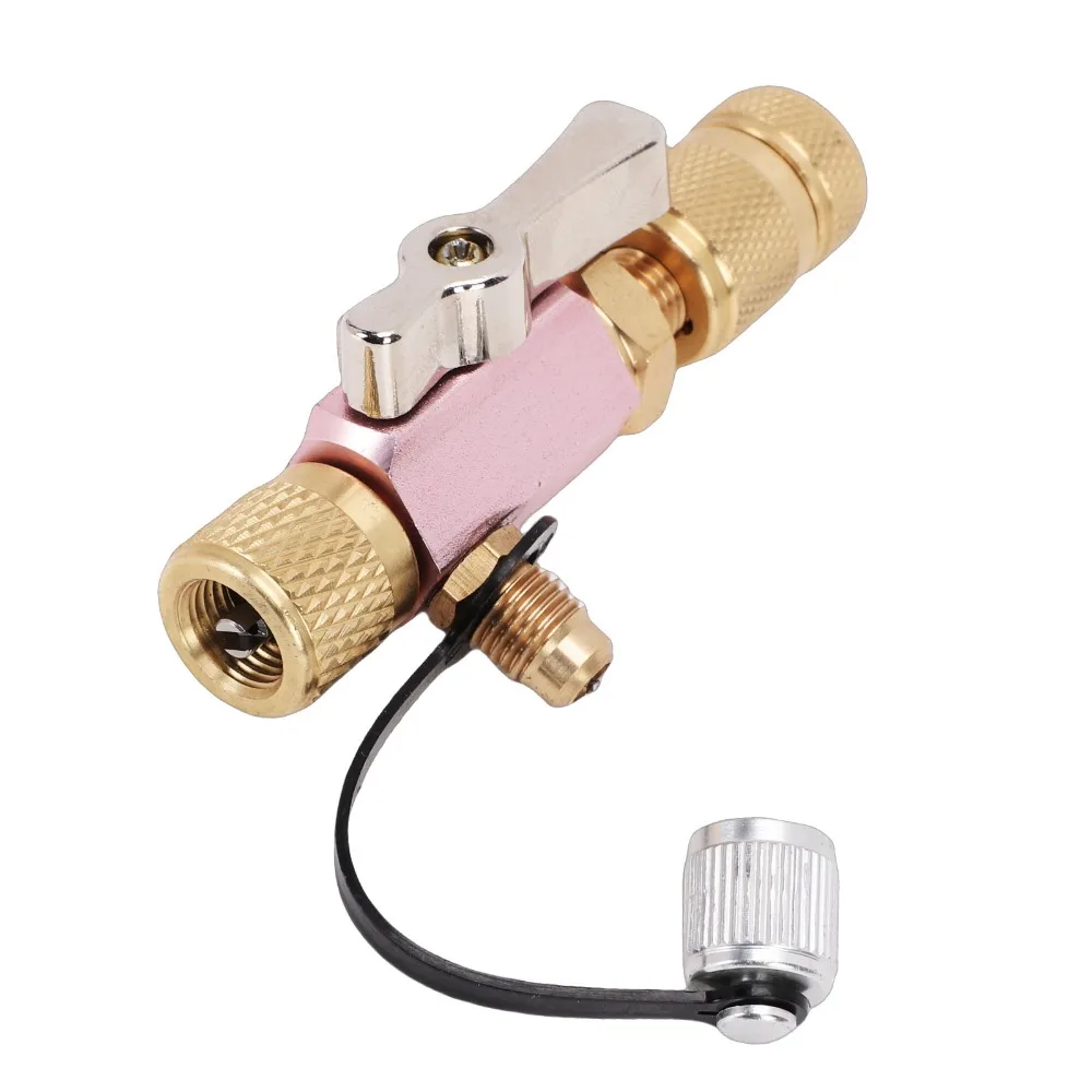 5/16 Inch Female Flare Valve Core Removal Tool 1/4 Inch Male Flare Dual O Ring Seal Refrigerant Service Tool Vacuum Rated Pink