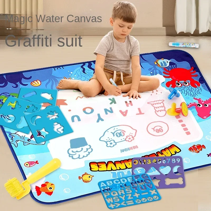 Children Water Painting Carpet Repeatedly Doodle Water Canvas Magic Graffiti Drawing Board  Learning Carpet Reusable Drawing Mat