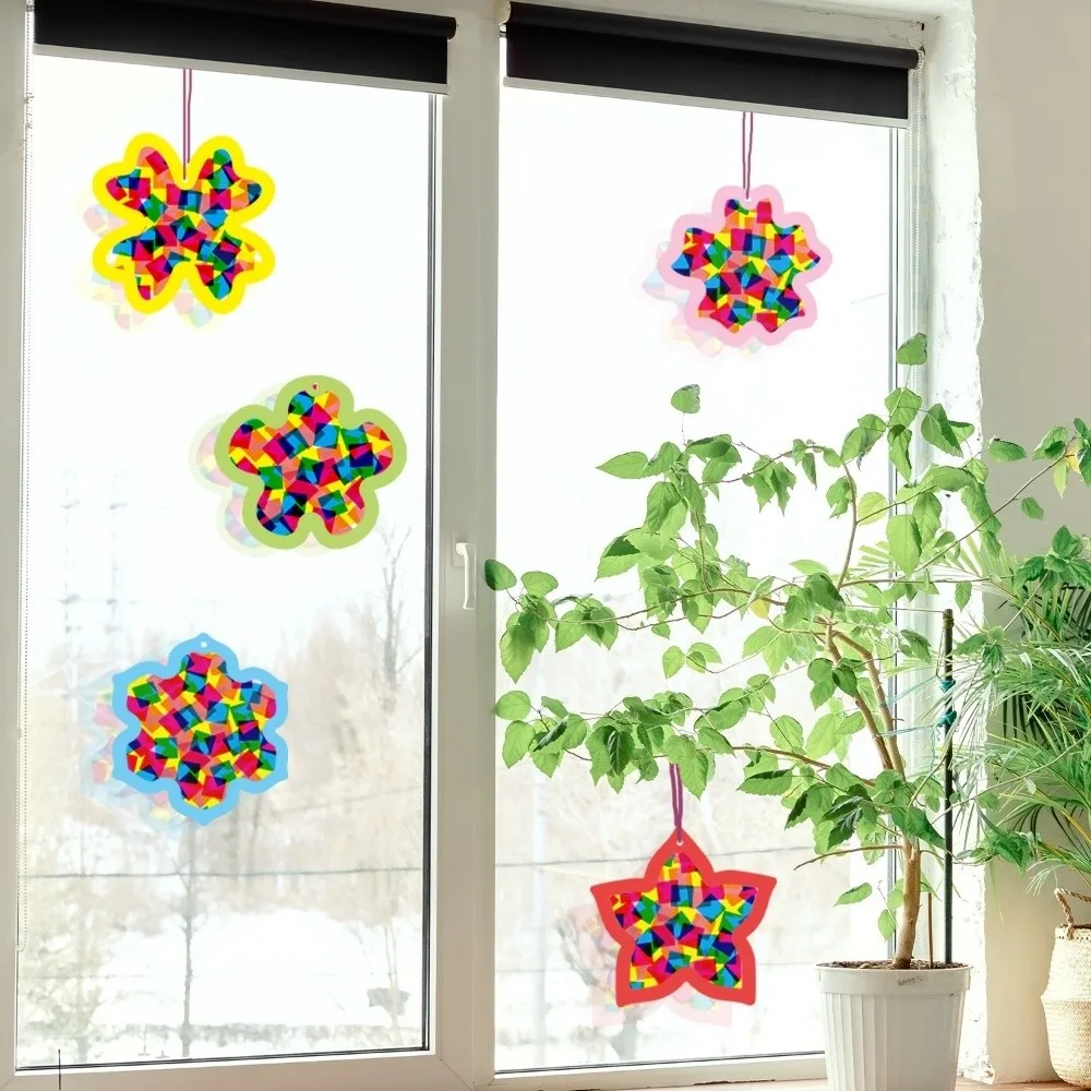 Creative Paper Cutting Kit Ability Training Colorful Handmade Suncatchers Craft Interactive Portable DIY Window Decor Kit