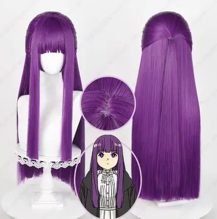 

Anime Fern Cosplay Wig 80cm Long Straight Purple Mixed Color Wigs Heat Resistant Synthetic Hair