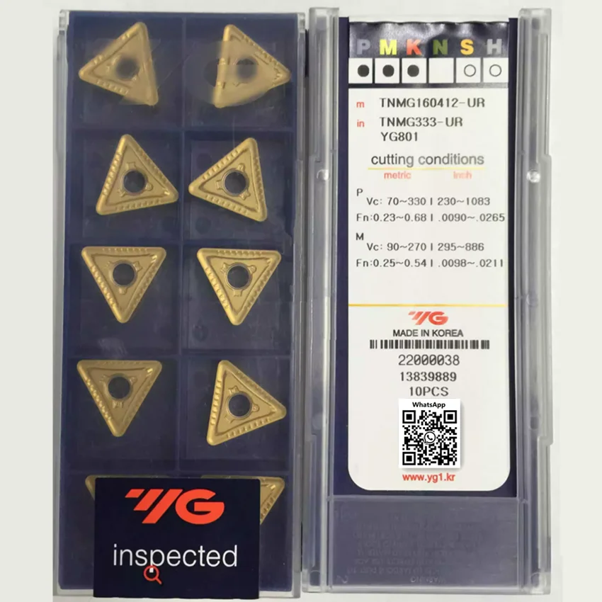 

TNMG160408-UR/TNMG160412-UR YG801 YG1001 YG3010 YG3020 YG3030 Original YG Carbide Inserts CNC Turning Inserts 10PCS/BOX