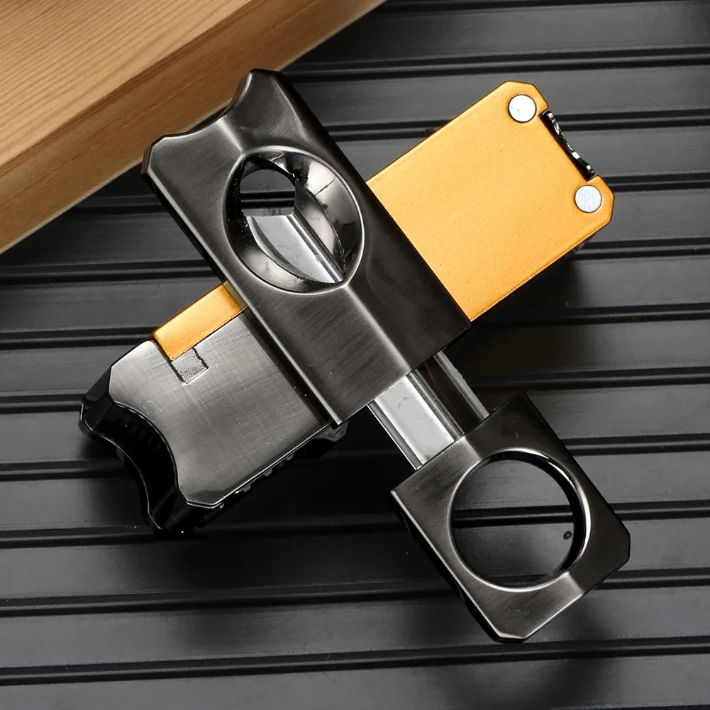 Lubinski Metal 4 in 1 Cigar Lighter V-Shaped Cutter Tobacco Holder Cigar Needle Practical Tobacco Smoking Accessories