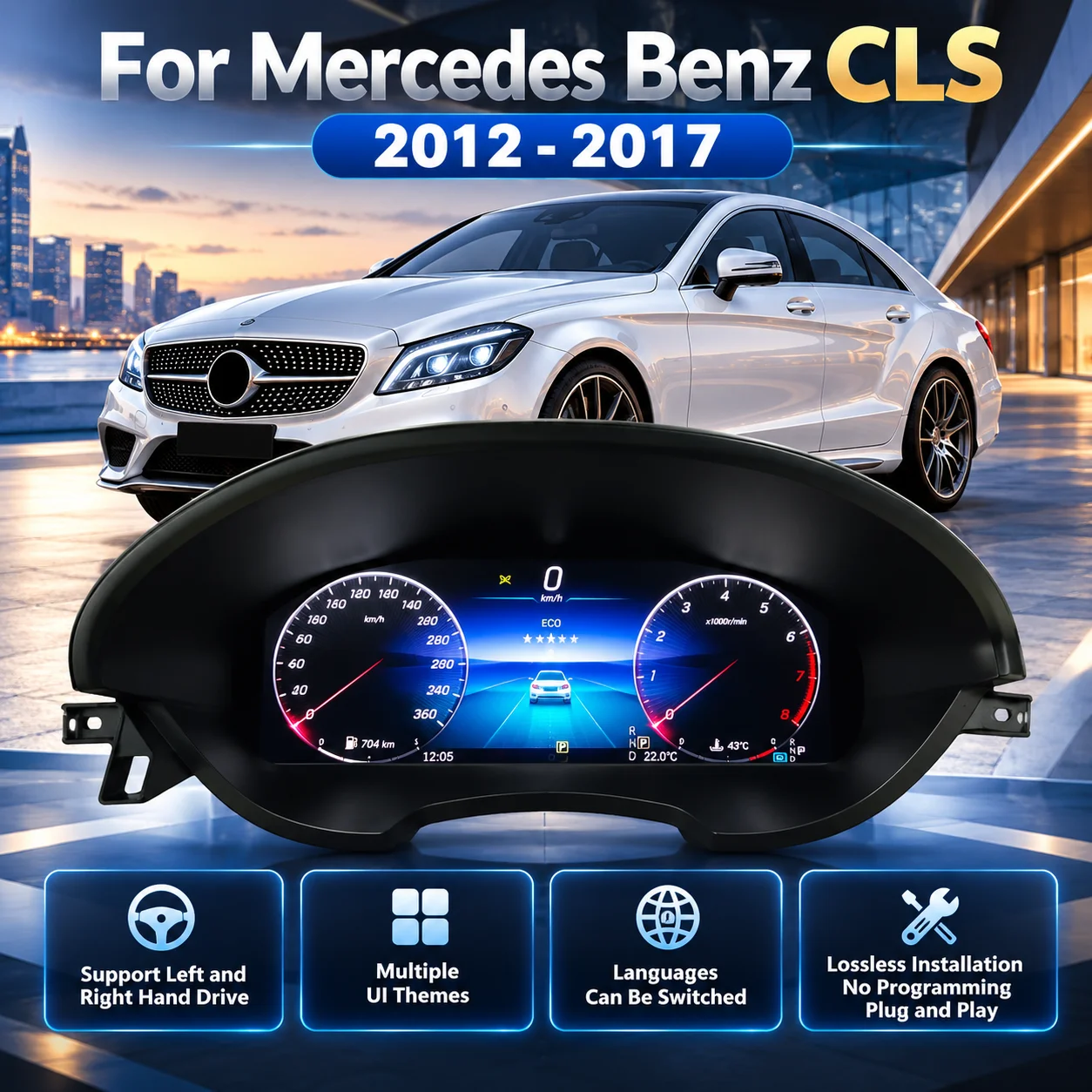 Car Digital Cluster For Mercedes Benz CLS 2012-2017 LHD Dashboard Multi-functional Auto Instrument Panel LCD Instrument Panel