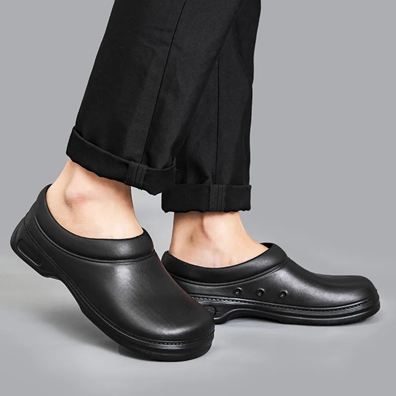 Chef Shoes EVA Men's Slippers Fishing Shoes WaterProof Oil-Proof Professional Kitchen Work Shoes Low Top Rain Shoe Lazy Slippers