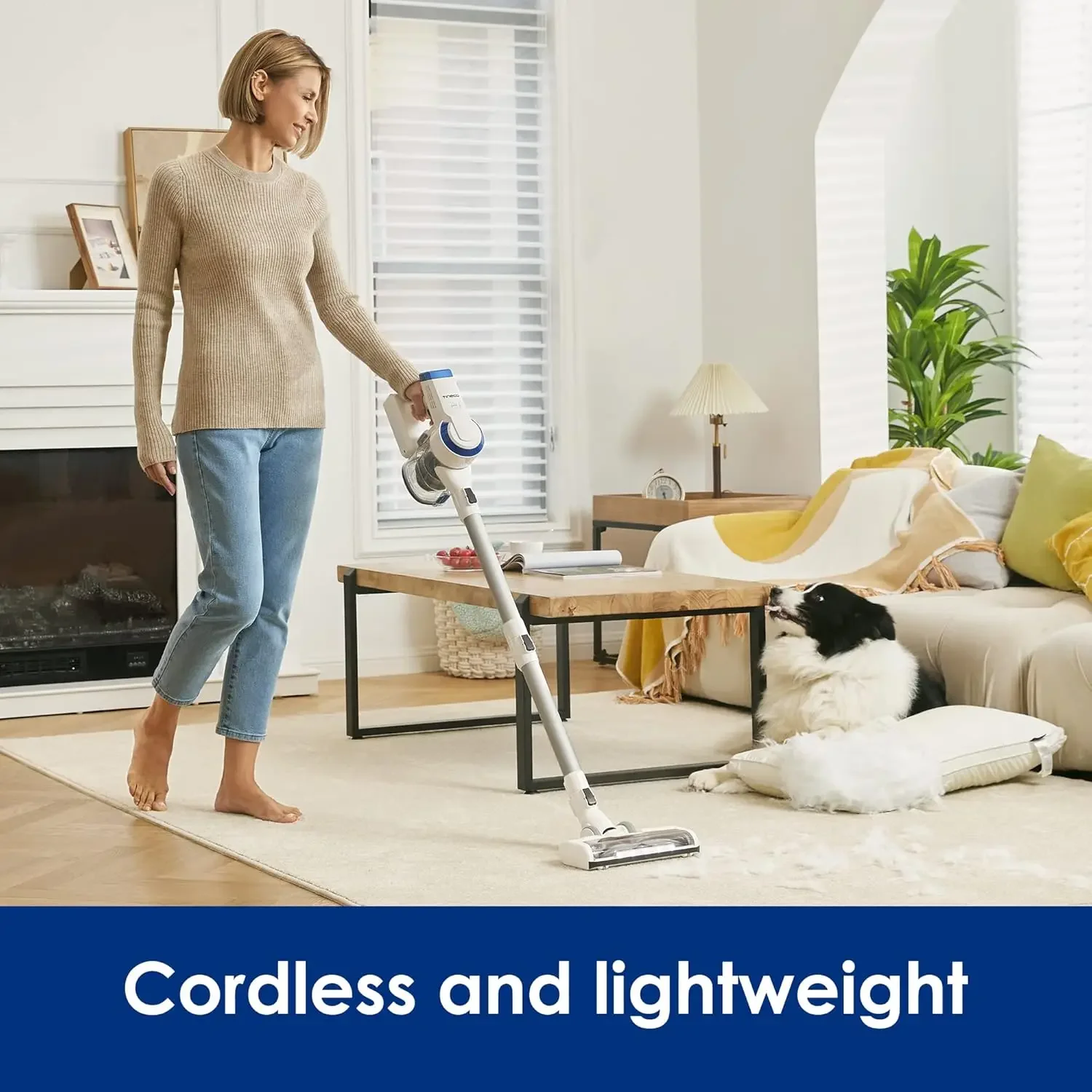 A10 Essentials Cordless Stick Vacuum Cleaner, Lightweight and Quiet,LED Headlights, Powerful Handheld Vacuum for Hard Floor Carp