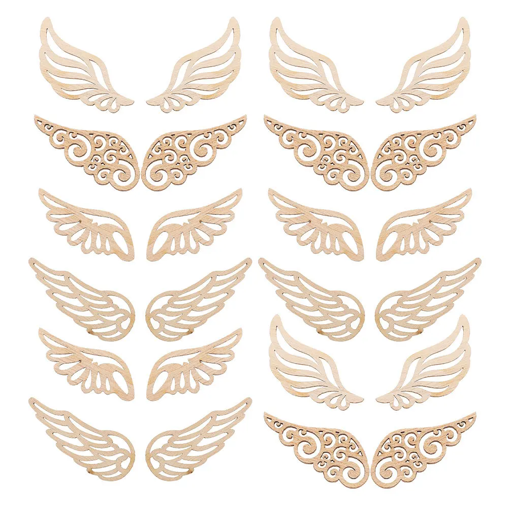 

80Pcs Unfinished Wood Angel Wings Rustic Natural Wood Pieces for DIY Crafting Home Decor Wedding Christmas Ornaments