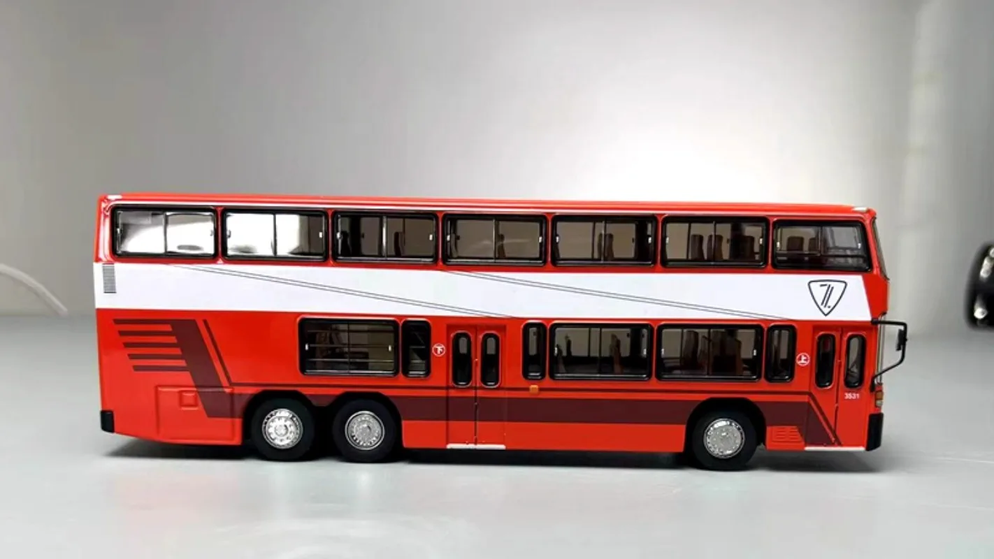 دييكاست 1/64 مقياس جينلينغ سبيكة نموذج سيارات جينلينغ حافلة ذات طابقين JLY6121S اللعب مع هدية الصندوق الأصلي لسيارات لعبة