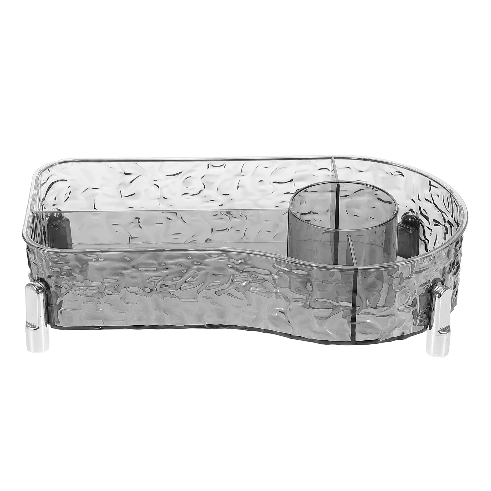 

1pcs Clear 4-Compartment Plastic Storage Box Multifunctional Desktop Organizer For Makeup Skincare Brushes Cosmetics Transparent