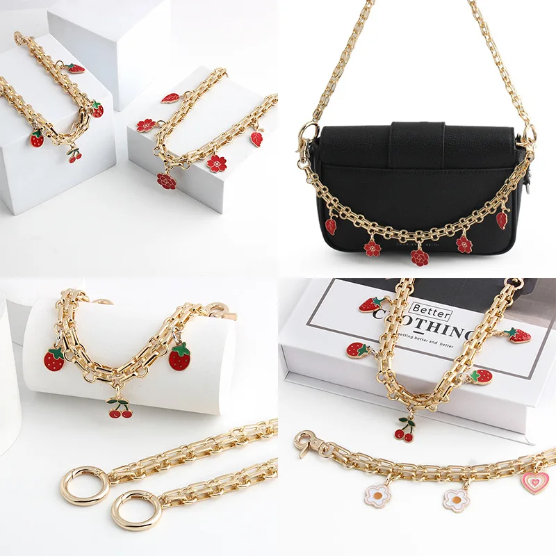 1PC 3 styles Red leaf cherry enamel flower multi-bag pendant decoration extension chain Graduation ceremony birthday gift image 3