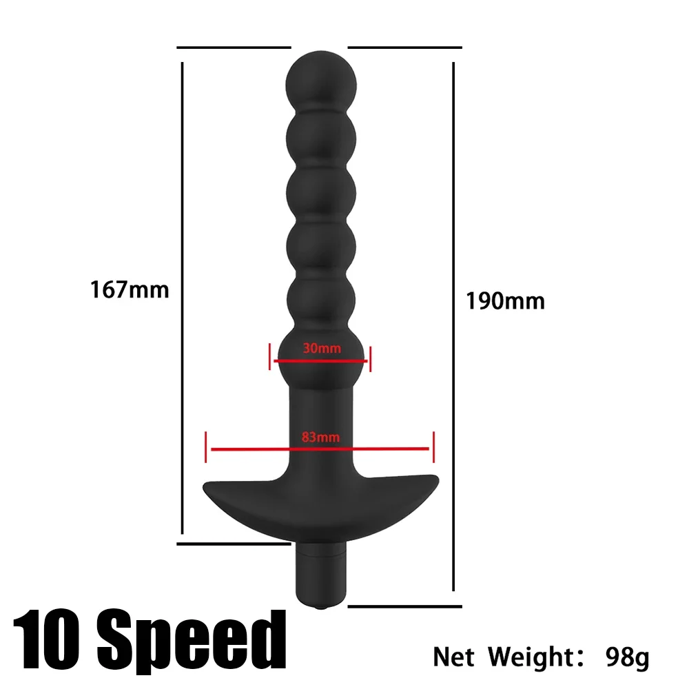 Silicone 10 Speeds Anal Plug Prostate Massager Vibrator Butt Plugs 6 Beads Sex Toys For Woman Couple Men Adult Product Sex Shop_voghion.com