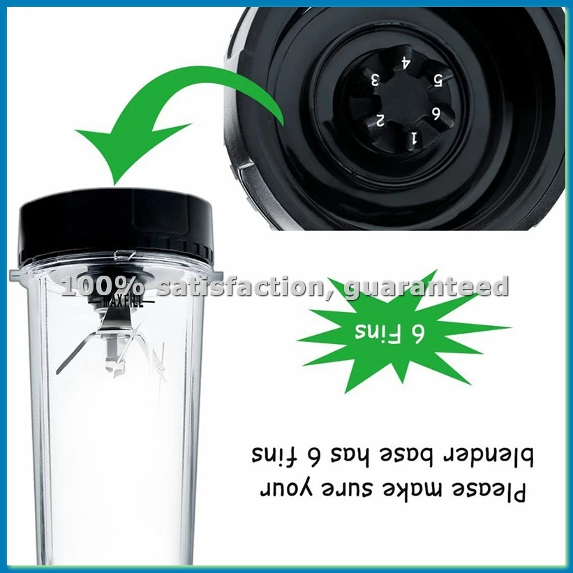 

Стакан на 16 унций с двумя крышками, 6-лопастной нож для блендера, запасные части и аксессуары для блендеров BL660, BL770, BL740 - ABWY