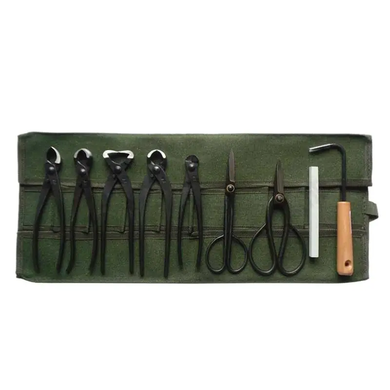 A84X-4Pcs 600X430mm Japanese Bonsai Tools Storage Package Roll Bag Canvas Tool Set Case