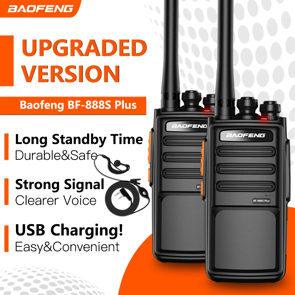

Рация Baofeng BF-888S PLUS, обновленная версия, приемопередаточная радиосвязь, 16 каналов, радиостанция, трансивер UHF 400-470 МГц, 2 шт.