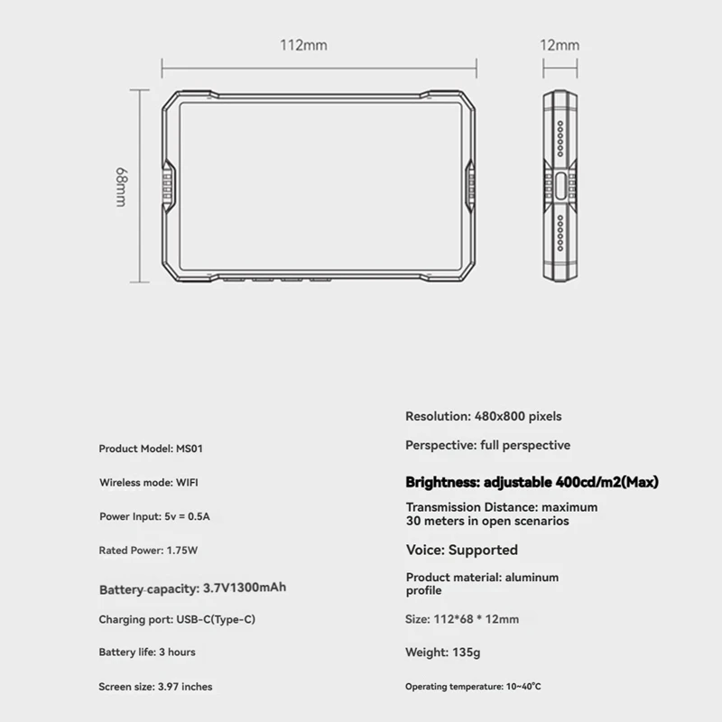 Экран монитора для смартфона Задняя камера для телефона Задняя камера Selfie Vlog Live Беспроводной магнитный экран монитора для селфи