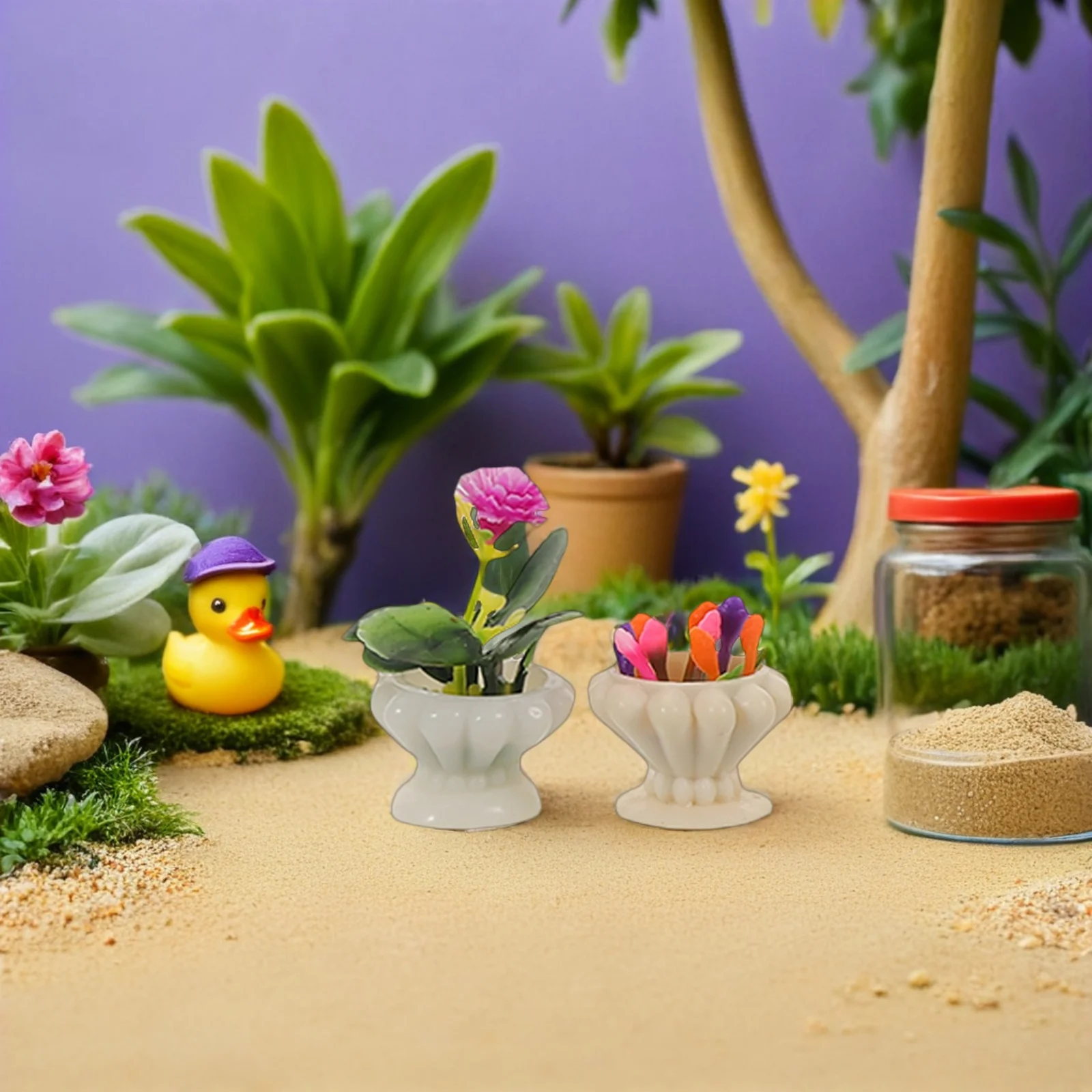 

28Pcs Miniature Resin Bonsai Pots Tiny Potted Flowers Fake Greenery for Dollhouse Fairy Garden Decorations Tiny Potted Plants