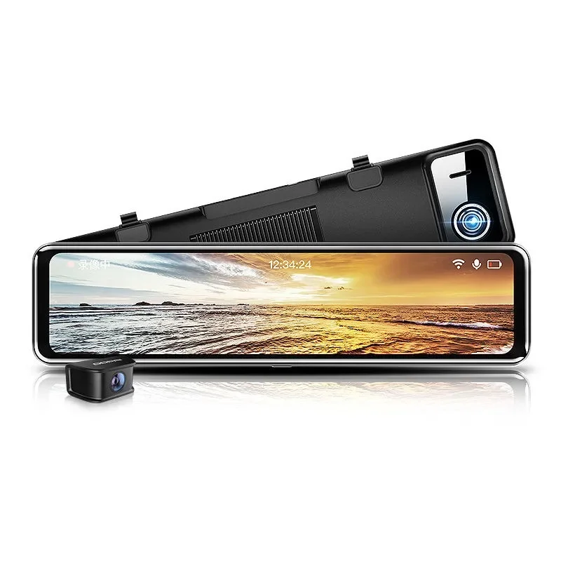 2K ultra-clear driving recorder rearview mirror streaming media front and rear double recording parking monitoring