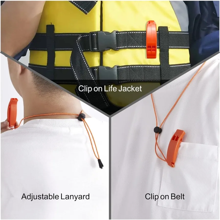 صفارات الطوارئ مع الحبل ثلاث أنابيب صفارات السلامة 2 حزمة و 1 حزمة البلاستيك صفارة إنقاذ أعلى للمشي لمسافات طويلة كاياك C #5