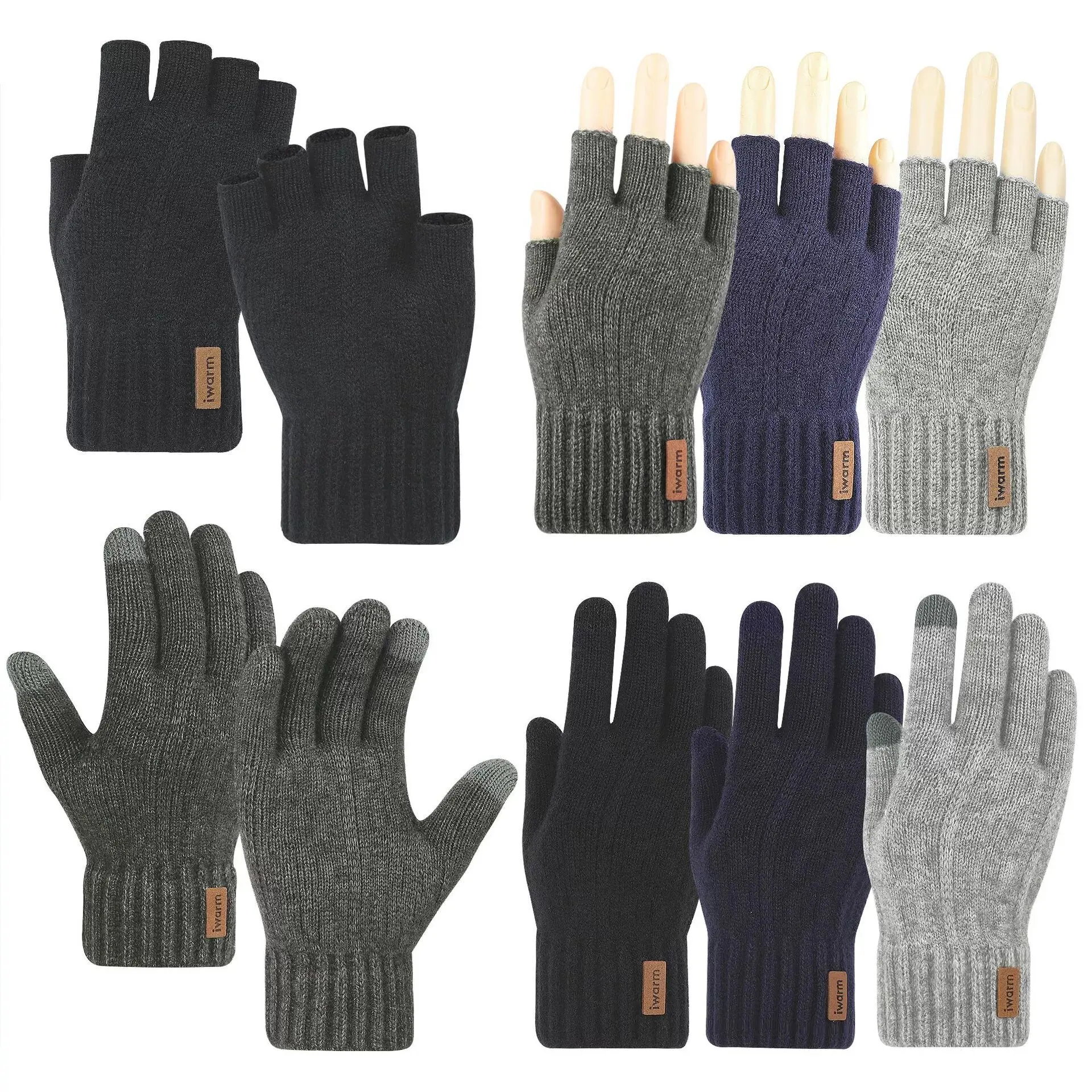 Mode Winter Herbst Gestrickte Handschuhe Warme Plüsch Fingerlose Handschuhe für Männer & Frauen Outdoor Sport Touchscreen Handschuhe, Weihnachtsgeschenke