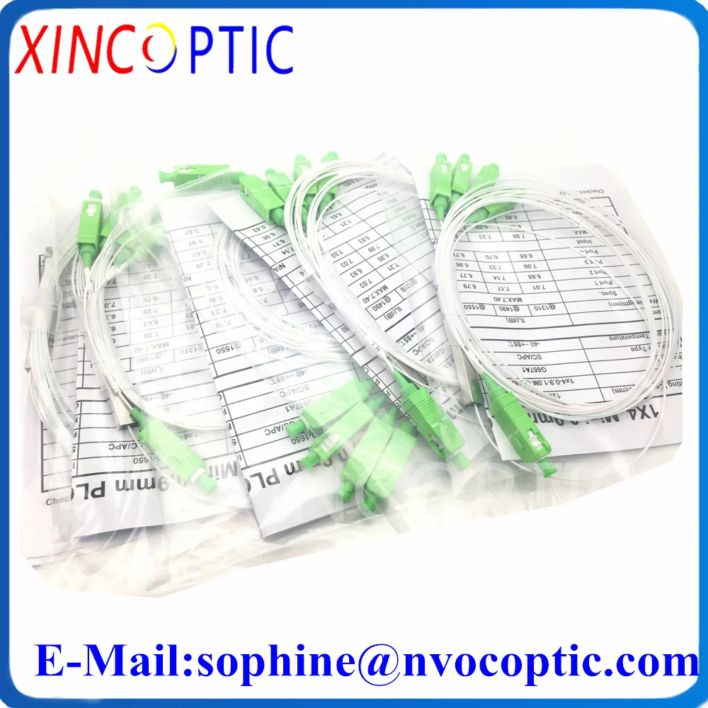 10Pcs FTTH 1*4 PLC Splitter SC/ST/FC/LCUPC 1:4 Mini Steel Tube Fiber Optical 1x4 0.9mm Fibre Opitc UPC Connector