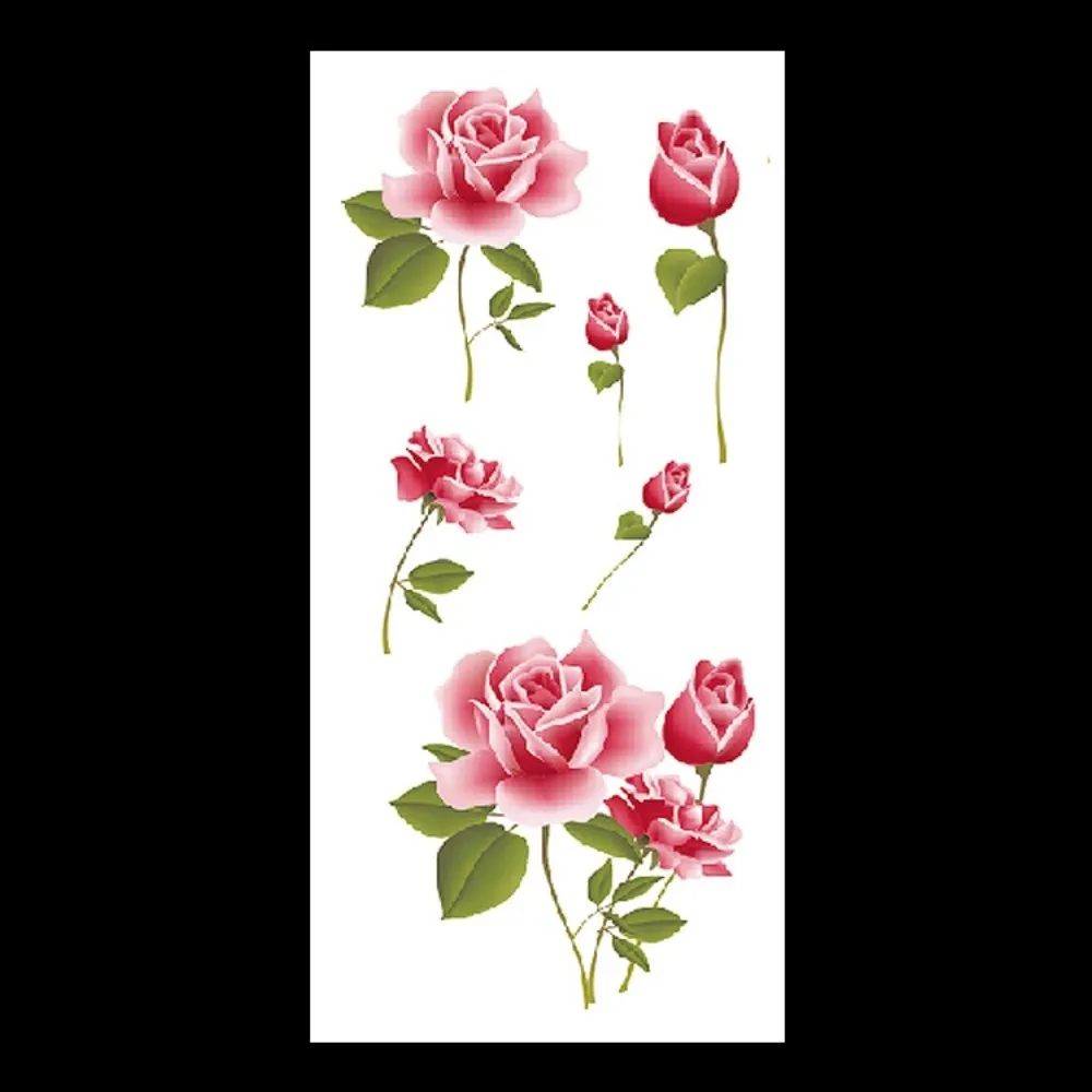 Rose Butterfly Flower Temporary Tattoo Stickers Lotus Green Leaf 3D Texture Butterfly Tattoo Stickers Personalized Long Lasting