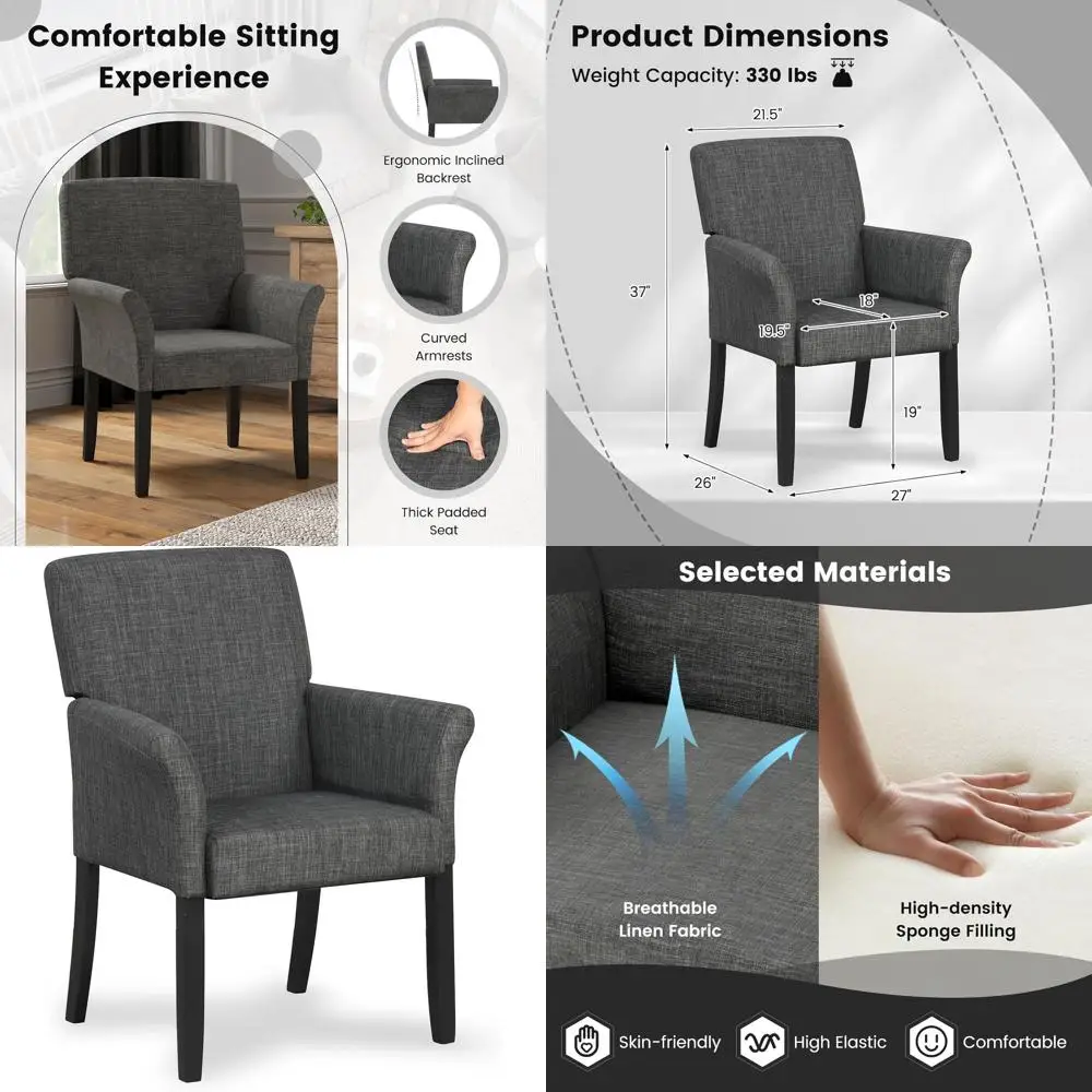 

Upholstered Executive Waiting Room Chairs with Padded Arms, Backrest, and Wood Legs for Conference and Meeting Rooms