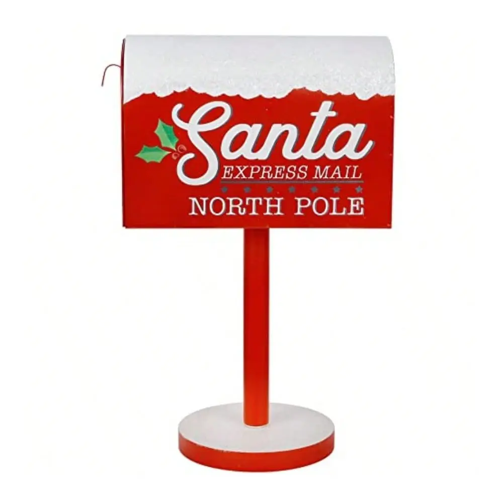 Decorations Santa Mailbox 15.5 H X 9.5 W Expr Mail To North Pole Metal Letter Box Christmas Decorative Box For Home Room Indoor