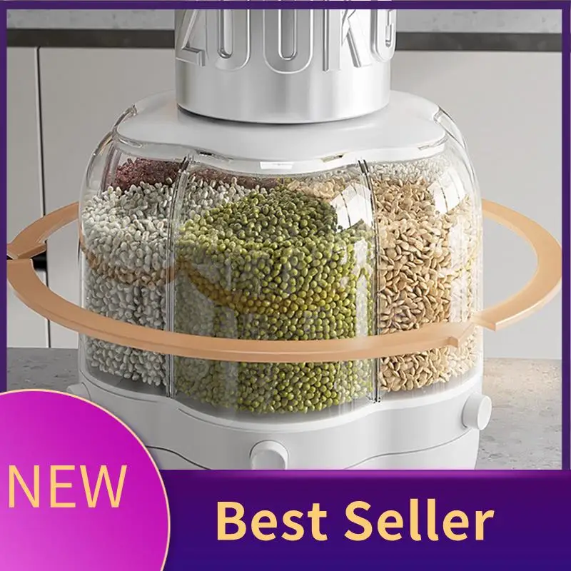 

ABLU-Home Food Container Rotatable Rice Barrels Sealed Cereal Dispenser Kitchen Food Storage Container White