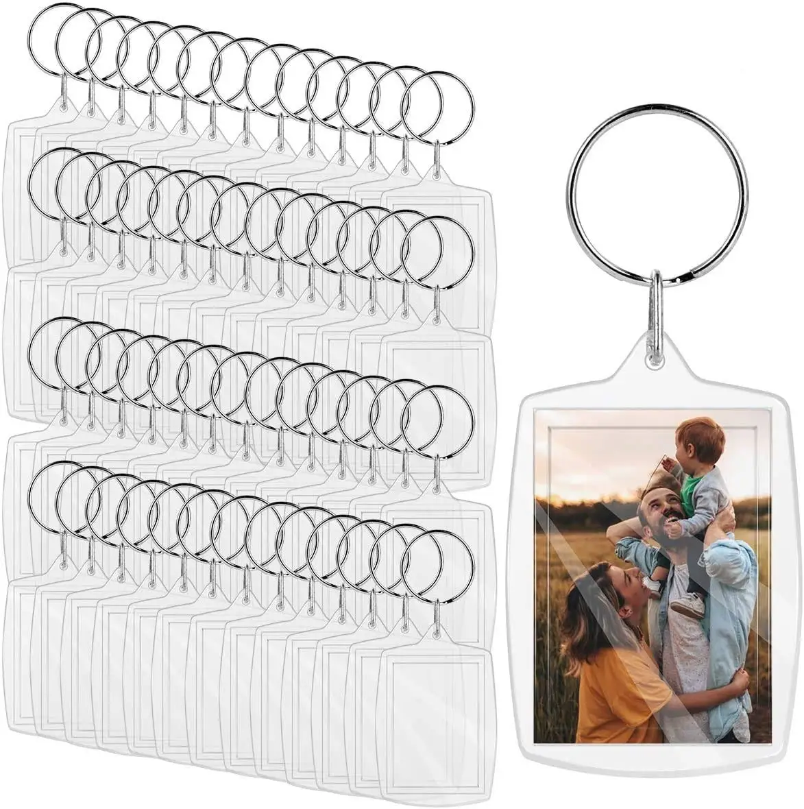 

15Pcs DIY Picture Frame Keyring Holder Blank Photo Keychain Keyring Acrylic Photo Insert Keychain Rectangle DIY Gift