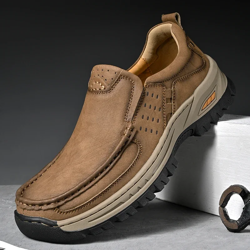 

Мужские кожаные повседневные удобные классические лоферы высокого качества для прогулок на улице, мужская повседневная обувь, кроссовки для мужчин