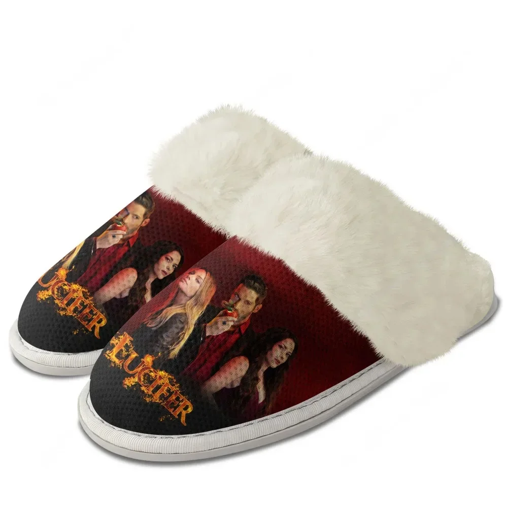 

Lucifer TV Plush Slippers Keep Warm Shoes Lucifer Morningstar Mens Womens Home Cotton Bedroom Lightweight Slipper Custom Shoes