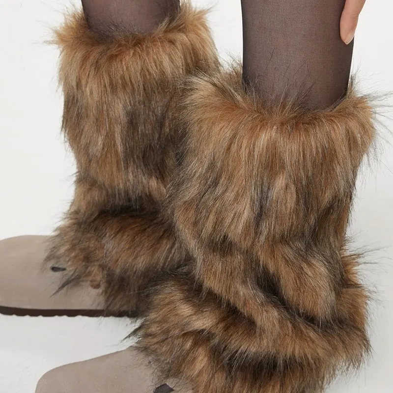 

New Y2k Vintage Faux Fur Leg Warmers Hot Girl Harajuku Winter Warm Furry Boots Cover Socks Jk Punk Hiphop Cosplay Accessories