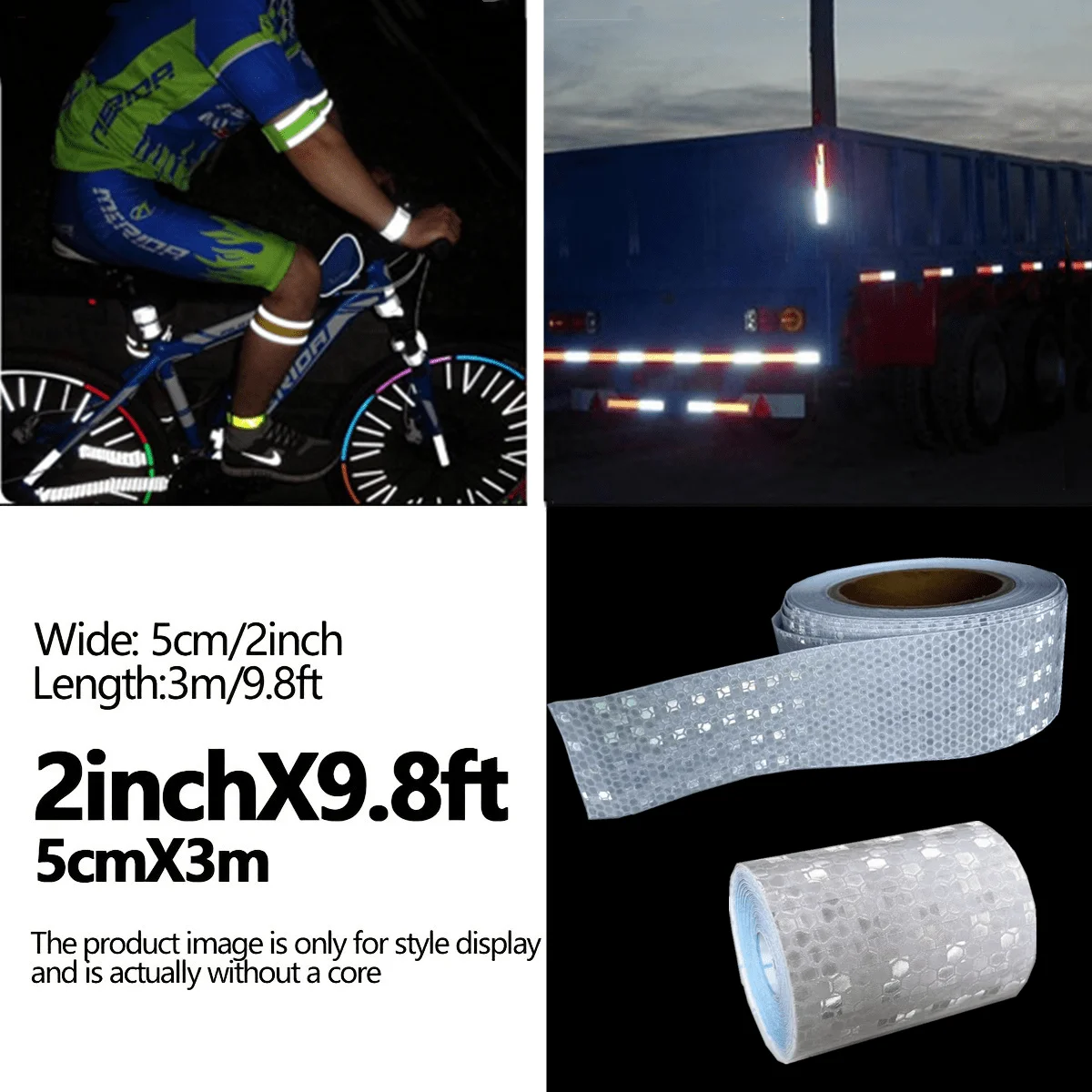 300cm/Roll Night Reflective Tape High-Brightness Outdoor Safety Warning Reflective Sticker Strip For Trailers Bicycles Cars