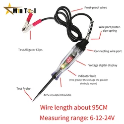 Auto 6-24 V DC Car Truck Voltage Circuit Tester Car Test Long Probe Pen lampadina Automobile Car Test strumenti penna polarità