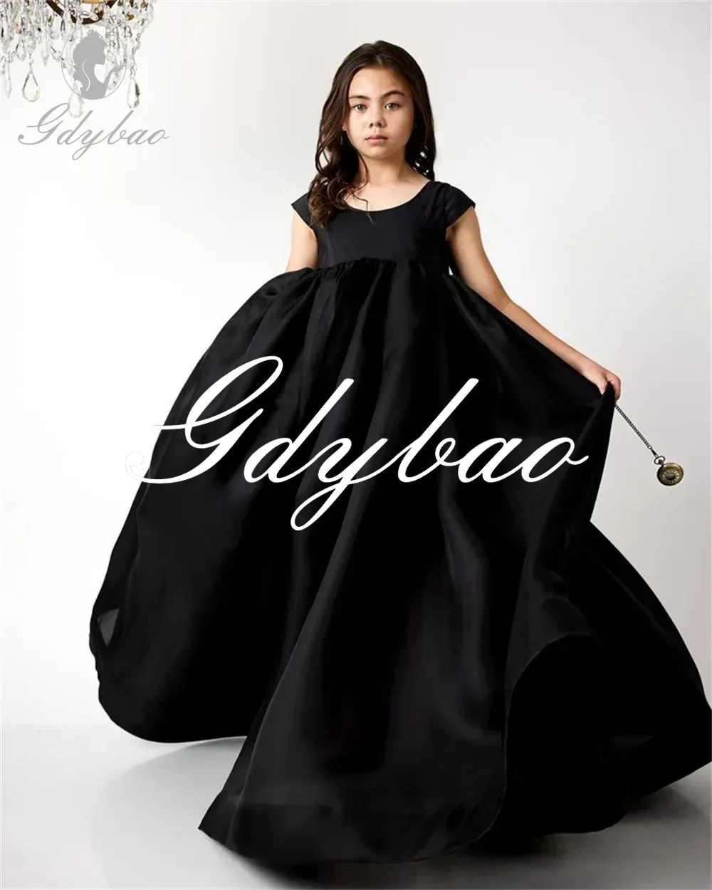 Klasyczny prosty styl O Neck Sleeveless A Line Wedding Party Flower Girl Dress Floor Length Bow First Communion Gown New 2024