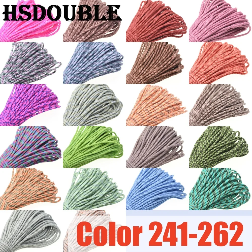 1pc 100FT 550 Paracord Parachute Cord Lanyard Mil Spec Type III 7 Strand Core For Climbing Camping Buckles Bracelet 241-262