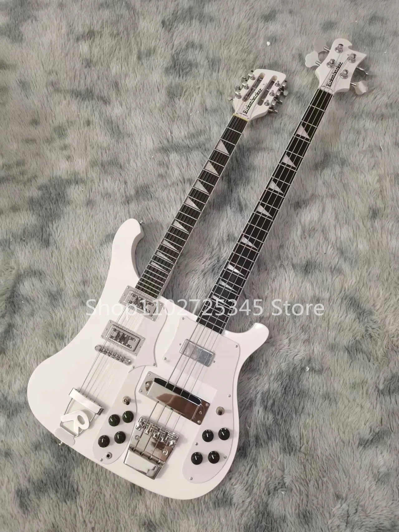 

Double Neck Guitar with 4 Bass, Rose Wood Fingerboard, Silver Accessories, Seller to Bear Shipping Cost