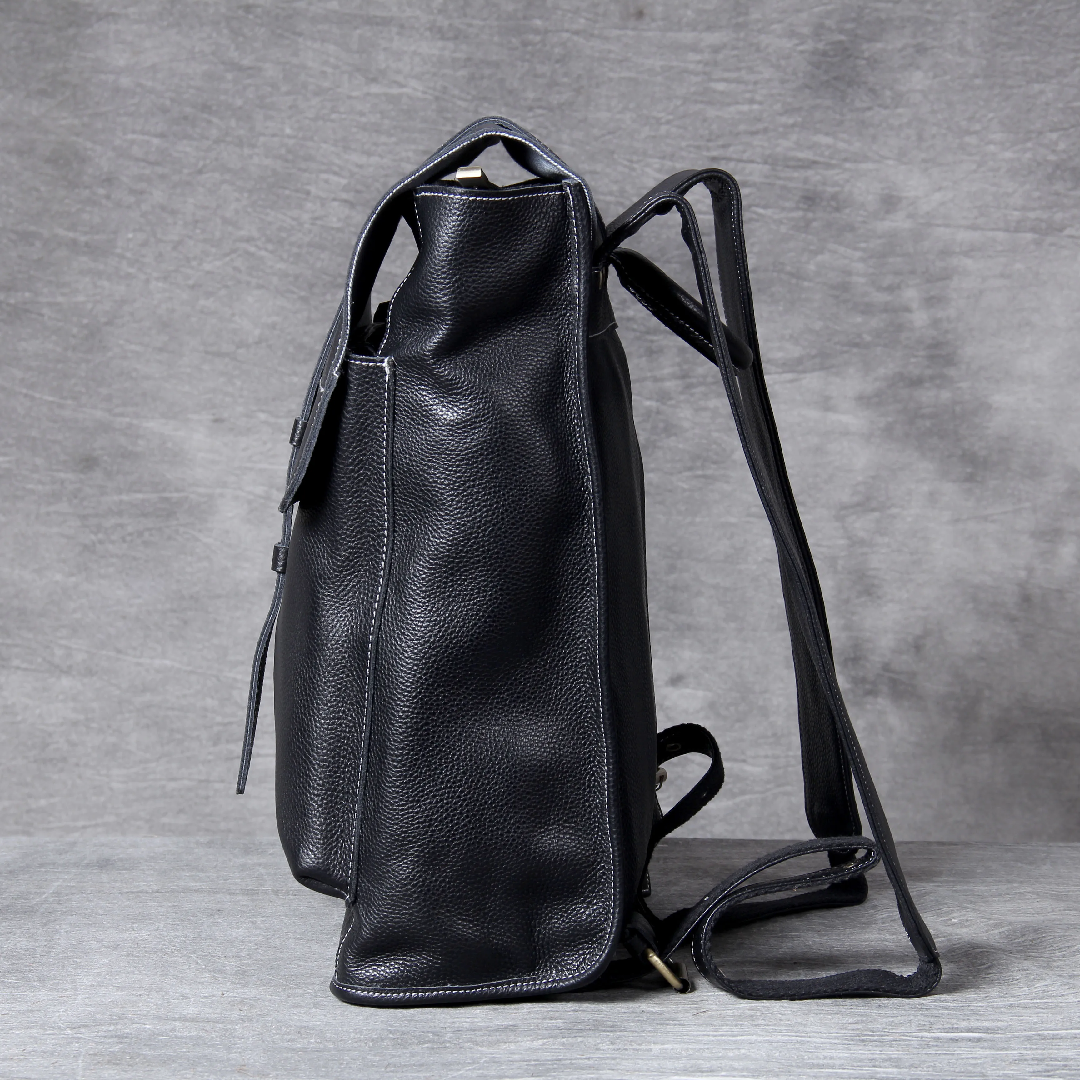 Vintage Echtleder Herrenrucksack Handgefertigte Top-Grain-Leder Laptop-Umhängetasche Crazy Horse Tasche Mode für Männer – Detail 19