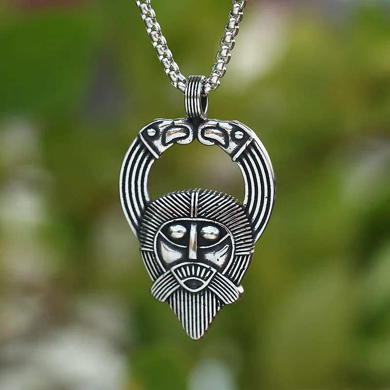 2024 New 316L Stainless Steel Viking Celtic Odin Vegvisir Pendant Necklace For Man Double Raven Pattern Jewelry For Teens Gift