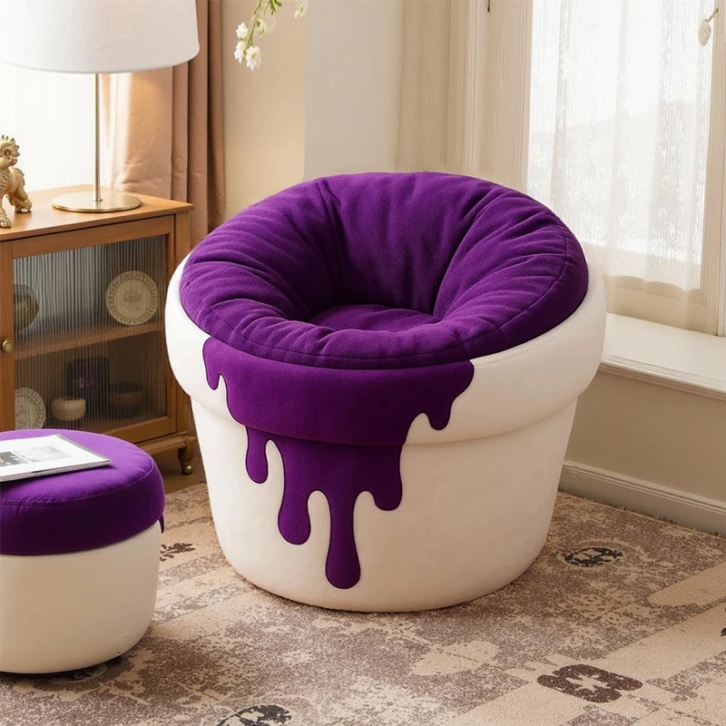 

Nordic lazy sofa chair, fiberglass frame fabric chair, casual single-seat armchair, suitable for living room and bedroom