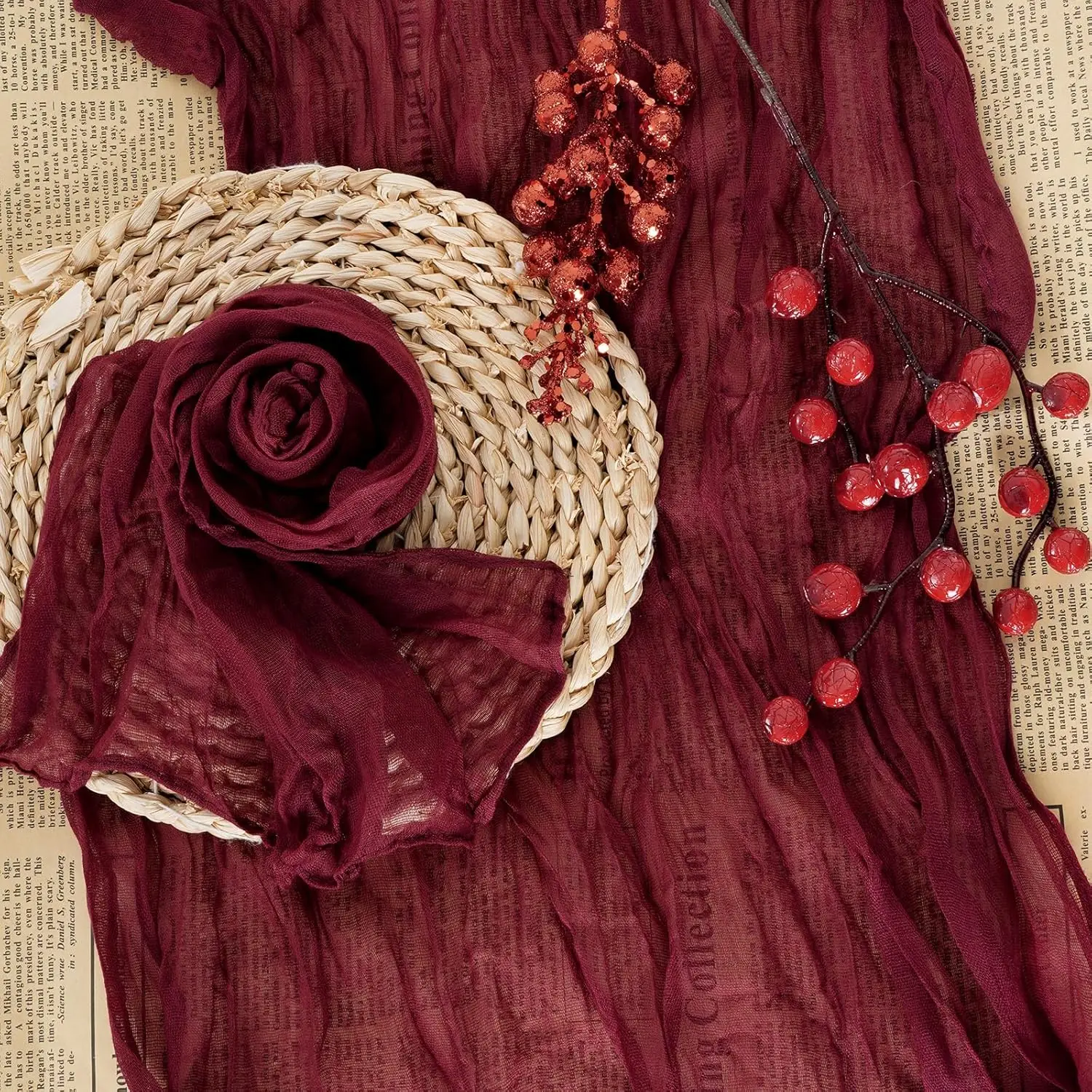 

12PCS Soft Cheesecloth Cloth Napkins Restaurant Supplies Wrinkled Dinner Table Napkins Wrinkledfor Wedding Parties Decoration