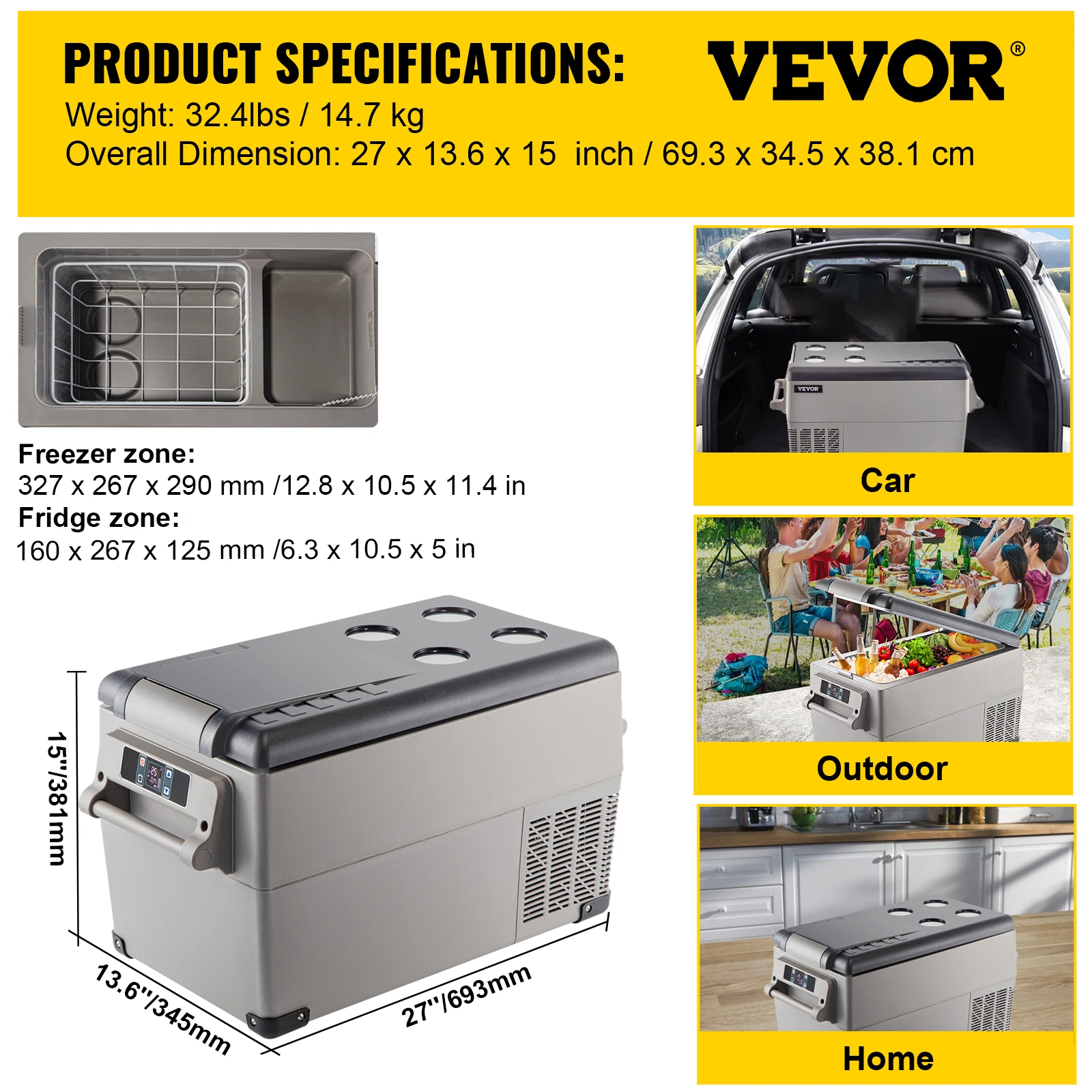 Succebuy 20/22/35/45/55L Auto Koelkast Mini Koelkast Vriezer Draagbare Compressor Koeler 12/24V DC 110-240V Ijsbox voor Camping - afbeelding 1