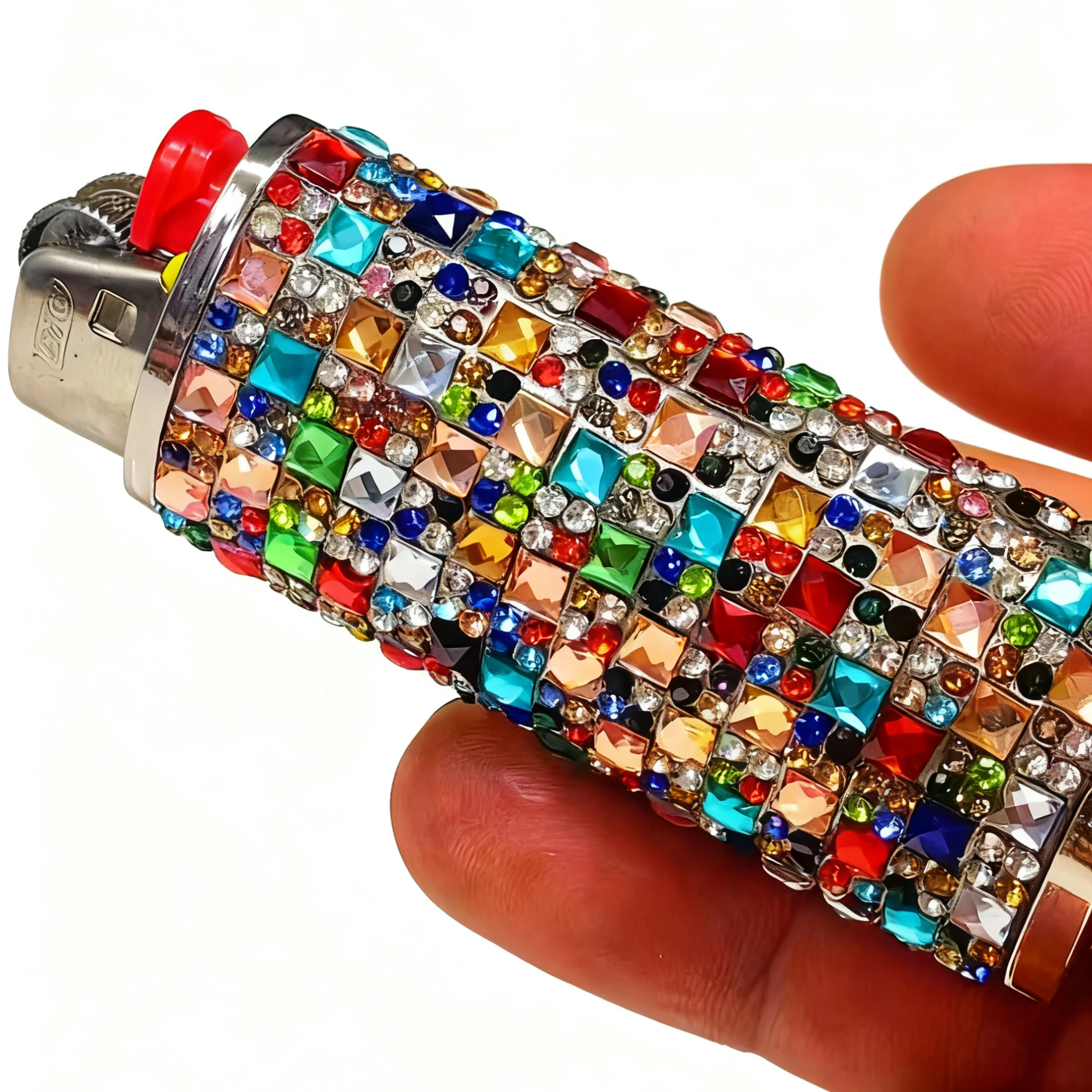 Crystal Lighter Case for BIC J6 – Sparkling Colorful Rhinestone Cover for BIC Full Size Lighter, Metal Protective Shell Durable