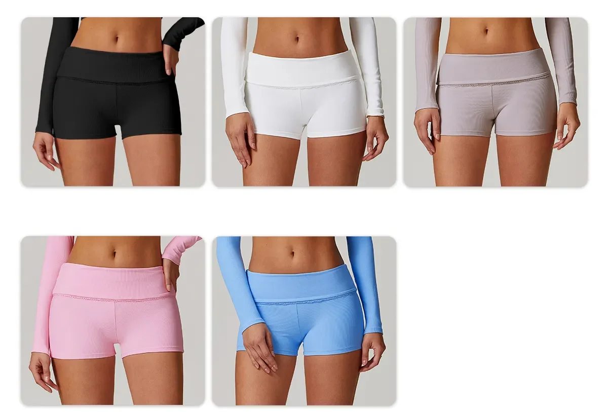 Women's Shorts Quick Dry Waist Lace Head Hip Lifting Abdominal Peach Buttocks Sports Tight Fitting Wholesale Customize Logo