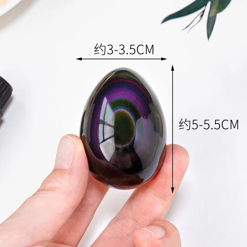 Natural Crystal Rainbow Cat's Eye Obsidian Egg Mineral Standard Jade Massage Egg Craft Decoration Massage Egg Play Crafts